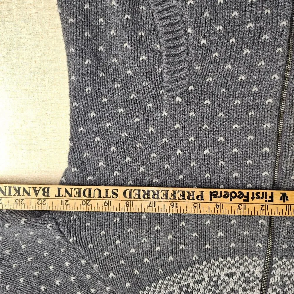Talbots Women Cardigan XL Petite Fair Isle Full Zip Wool Blend Ski Grandmacore